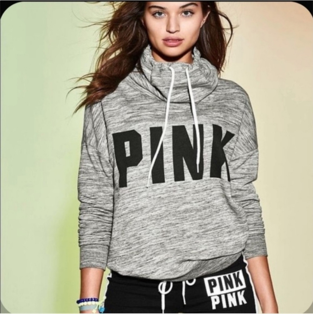 XS PINK Victoria's Secret Gray Cowl Neck Pullover
